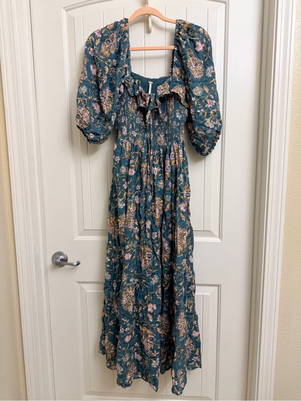 Free People Teal Floral Maxi Dress